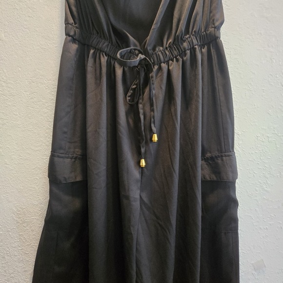 Line of Blush Strapless Jumpsuit XL Black Harem Jogger Cargo Pockets Drawstring - Picture 2 of 12